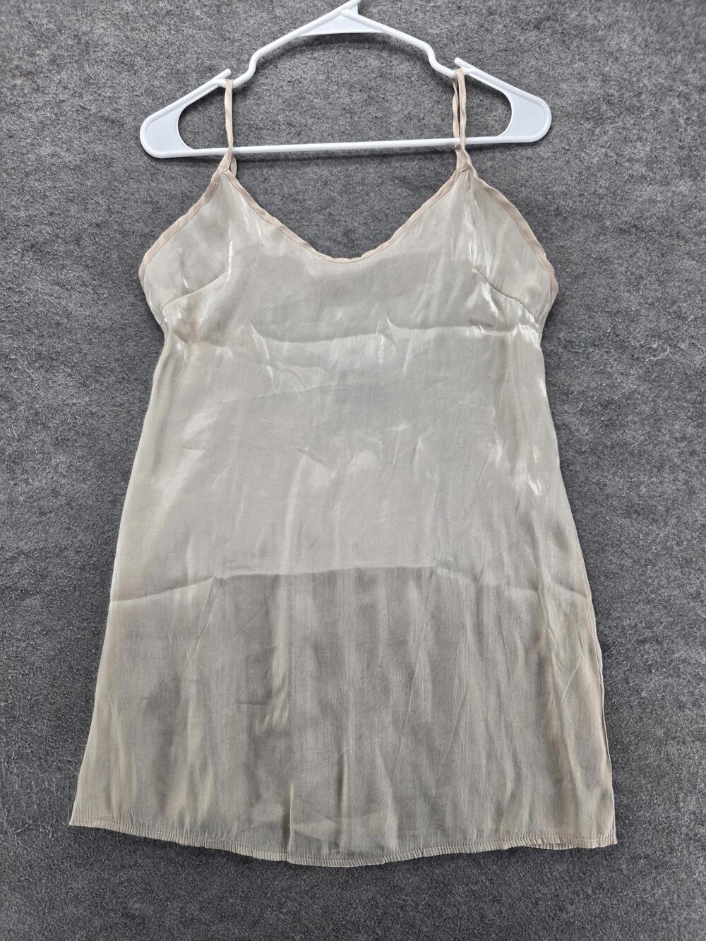PRETTYLITTLETHING Full Slip Womens US 6 Beige Sheer Satin Strappy Viscose